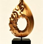 Abstract Wooden Flame Sculpture