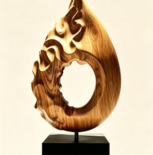 Abstract Wooden Flame Sculpture