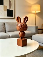 Wooden Rabbit Sculpture Decor