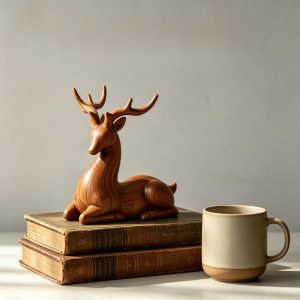Wooden Deer Sculpture Decor