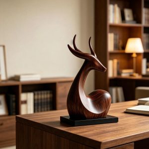 Abstract Wooden Deer Sculpture