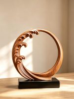 Wooden Ocean Wave Sculpture Decor