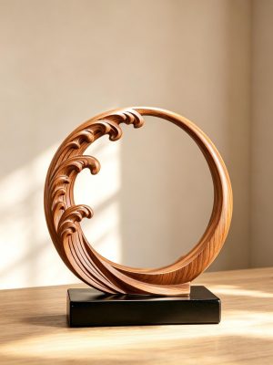 Wooden Ocean Wave Sculpture Decor