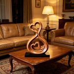 Wooden Double Heart Sculpture Decor